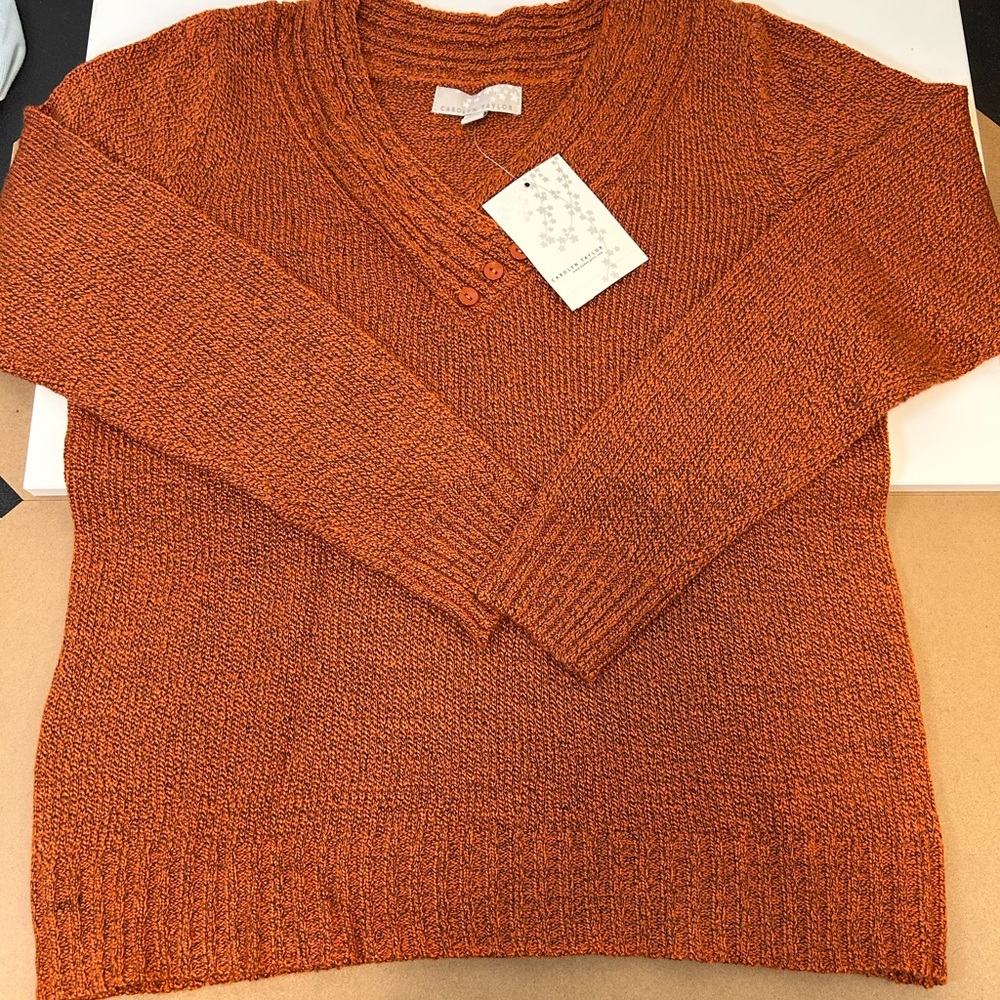 Carolyn Taylor Tangerine Tango V-Neck Pullover Sweater Crossover neck Women’s XL
